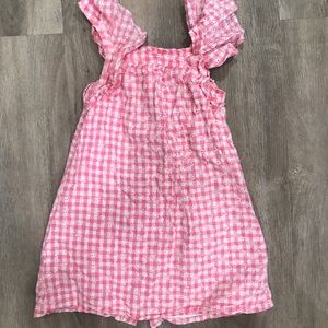 Pink Plaid Pinafore Dress